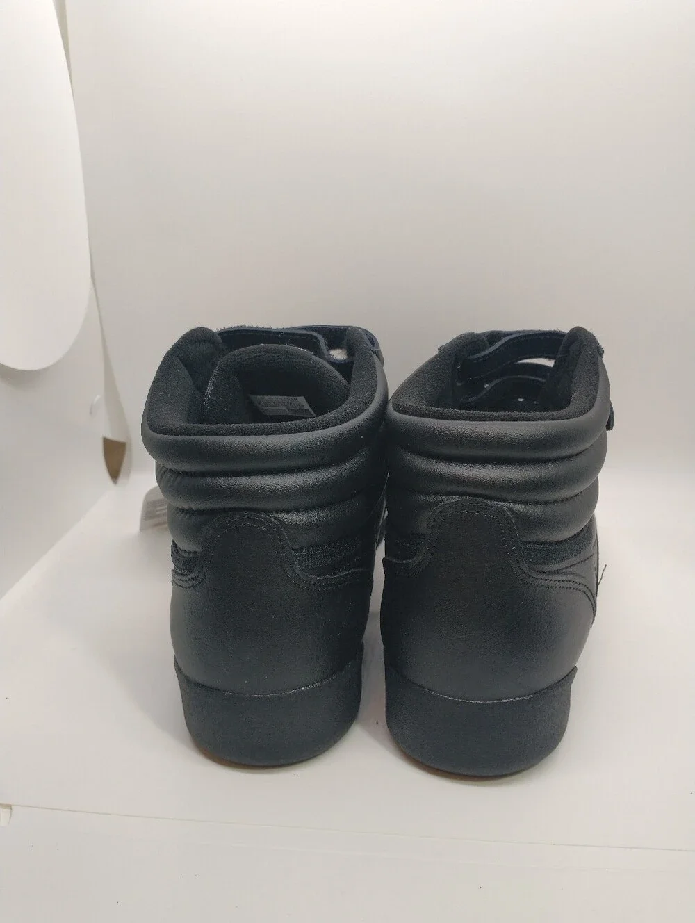 Reebok Classic Freestyle Triple Black High Top Leather Sneaker Womens Size 8